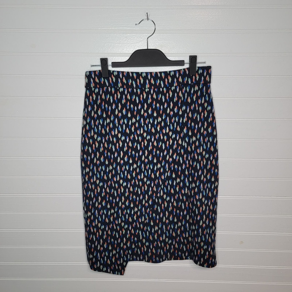 Maeve Anthropologie Size 8 Long Midi Skirt Geometric Artsy Eccentric Faux Wrap